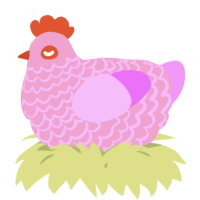 A pink and lavender chicken with a lace pattern