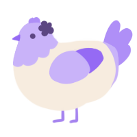 A cream and lilac chicken with a head pattern