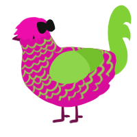A fuchsia and grass chicken with a lace pattern