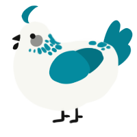 A white and sea chicken with a neck-speckle pattern
