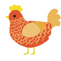 A vermilion and honey chicken with a lace pattern