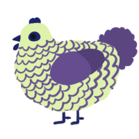 A apple and overcast chicken with a lace pattern