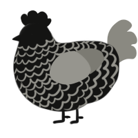 A black and ash chicken with a lace pattern