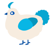 A cream and cerulean chicken