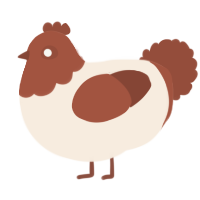 A cream and russet chicken with a head pattern