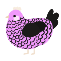 A lavender and sable chicken with a lace pattern