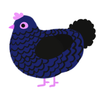 A navy and black chicken with a lace pattern