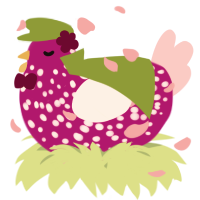 A fuchsia and rose chicken with a speckle pattern