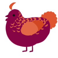 A maroon and vermilion chicken with a half-lace pattern