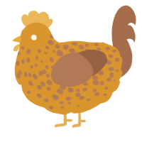 A orange and brown chicken with a speckle pattern