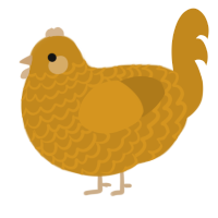 A ochre chicken with a lace pattern