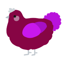 A maroon and amethyst chicken