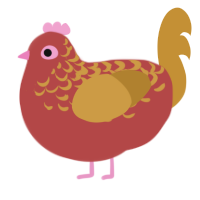 A red and gold chicken with a half-lace pattern