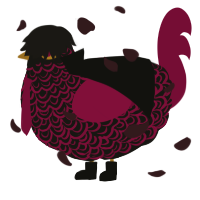 A sable and maroon chicken with a double-lace pattern