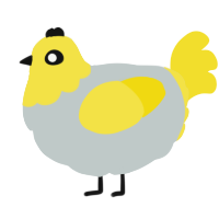 A silver and yellow chicken with a head pattern