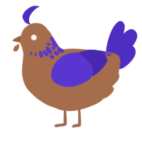 A brown and indigo chicken with a neck-speckle pattern