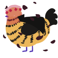 A honey and sable chicken with a bar pattern