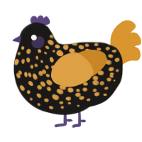 Nightshade, a sable and orange chicken with a speckle pattern