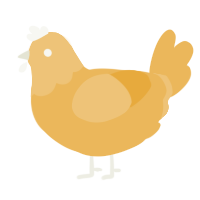 A honey chicken with a head pattern