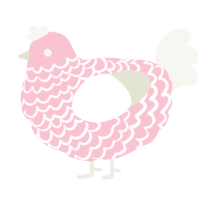 A rose and white chicken with a lace pattern