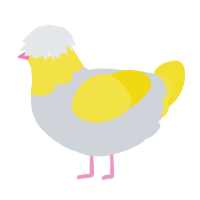 A mist and yellow chicken with a head pattern