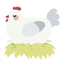 A white and mist chicken