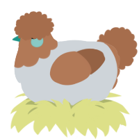 A mist and brown chicken with a head pattern
