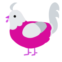 A fuchsia and mist chicken with a head pattern
