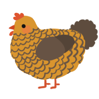 A orange and bark chicken with a lace pattern