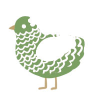 A viridian and cream chicken with a lace pattern