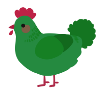 A viridian and leaf chicken with a neck-band pattern