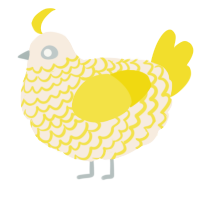 A cream and yellow chicken with a lace pattern