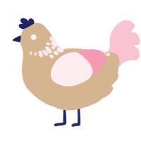 A beige and rose chicken with a neck-speckle pattern