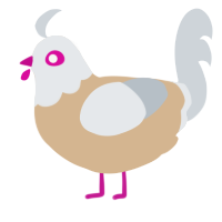 A beige and mist chicken with a head pattern