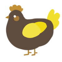 A bark and yellow chicken