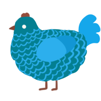 A sea and sky chicken with a lace pattern