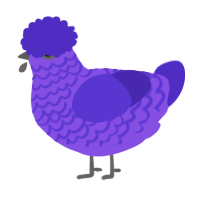 A blurple and indigo chicken with a lace pattern