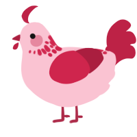 A rose and crimson chicken with a neck-speckle pattern