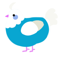 A cerulean and white chicken with a head pattern