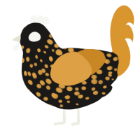 A sable and orange chicken with a speckle pattern