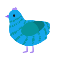 A sky and teal chicken with a bar pattern