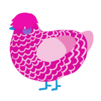 A fuchsia and pink chicken with a lace pattern