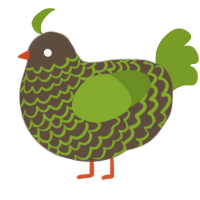 A bark and chartreuse chicken with a lace pattern