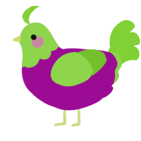 A plum and grass chicken with a head pattern