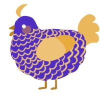 A indigo and honey chicken with a lace pattern