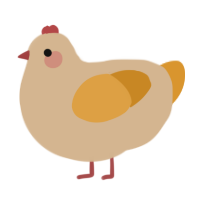 A beige and orange chicken