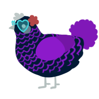 A tumblr and violet chicken with a lace pattern