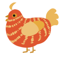 A vermilion and honey chicken with a bar pattern
