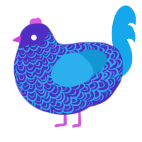 A indigo and sky chicken with a double-lace pattern