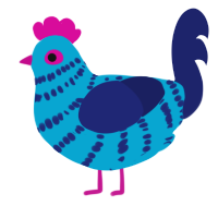 A cerulean and navy chicken with a bar pattern